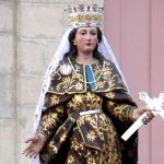 Statue de sainte Rosalie lors d’une procession à Centuripe, Sicile.