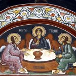 Fresque de la Trinité, monastère orthodoxe dédié à saint Basile d’Ostrog, Monténégro.