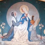 Catherine Labouré et la Vierge Marie, chapelle Notre-Dame de la Médaille miraculeuse.
